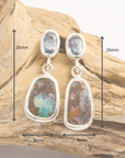 Boulder Opal and Silver Blue Sapphires Silver Drop Earrings