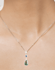 Boulder Opal with Blue Pear Sapphire Silver Drop Pendant