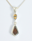 Boulder Opal with Yellow Pear Sapphire Silver Pendant