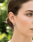 Boulder Opal and Pale Green Sapphire Drop Silver Earrings