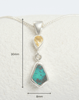 Boulder Opal with Yellow Pear Sapphire Silver Pendant