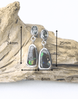 Boulder Opal and Pale Green Sapphire Drop Silver Earrings