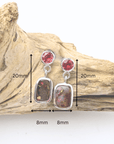 Boulder Opal and Bright Ruby Drop Silver Earrings