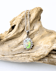 Lightning Ridge Crystal Opal Halo Silver Pendant