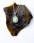 Lightning Ridge Crystal Opal Halo Silver Pendant