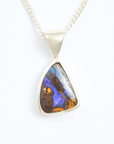 Blue Flash Boulder Opal Silver Pendant