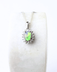Lightning Ridge Crystal Opal Halo Silver Pendant