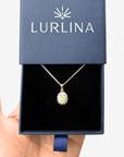 Lightning Ridge Crystal Opal Halo Silver Pendant
