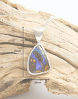 Blue Flash Boulder Opal Silver Pendant