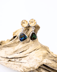 Boulder Opal and Citrine Drop Silver Earrings