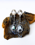 Boulder Opal and Topaz Dangle Silver Earrings