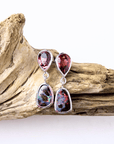 Boulder Opal and Pink Pear Tourmaline Drop Silver Earrings