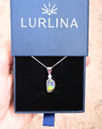 Boulder Harlequin Opal and Diamond 18K White Gold Pendant