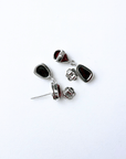 Boulder Opal and Pink Pear Tourmaline Drop Silver Earrings
