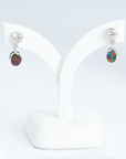 Red Boulder Opal and Pink Zircon Silver Drop Earrings