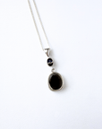 Boulder Opal with Blue Sapphire Silver Drop Pendant