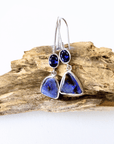 Blue Boulder Opal and Iolite Silver Hook Earrings