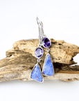 Boulder Opal and Amethyst Silver Hook Earrings