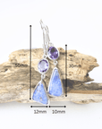 Boulder Opal and Amethyst Silver Hook Earrings
