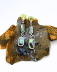 Boulder Opal and Peridot Triple Drop Silver Earrings