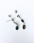 Boulder Opal and Peridot Triple Drop Silver Earrings