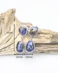 Blue Boulder Opal Double Drop Silver Earrings