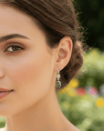 Boulder Opal, Pink Spinel and Aquamarine Drop Silver Earrings