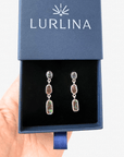 Boulder Opal and Sapphire Triple Drop Silver Earrings