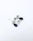 Boulder Opal and Blue Zircon Drop Silver Earrings