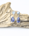 Boulder Opal and Blue Zircon Drop Silver Earrings