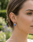 Blue Crystal Boulder Opal and Teal Sapphire Drop Silver Earrings
