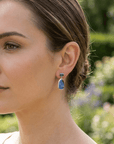 Blue Crystal Boulder Opal and Teal Sapphire Drop Silver Earrings