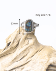 Boulder Opal and Diamond Split Shank Silver Ring