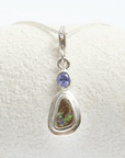 Boulder Opal with Tanzanite Silver Frame Bracelet Charm