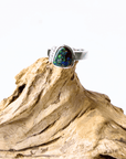 Boulder Opal and Diamond Trilogy Silver Ring