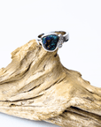 Boulder Opal and Diamond Trilogy Silver Ring