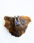 Boulder Opal Pear and Pale Blue Sapphire Silver Drop Earrings