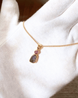 Boulder Opal and Pink Sapphire 18K Gold Pendant