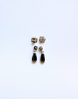 Boulder Opal Pear and Pale Blue Sapphire Silver Drop Earrings