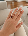 Garnet Solitaire Sparkle Silver Ring