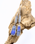 Boulder Opal and Aquamarine Silver Hook Earrings