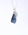 Boulder Opal Silver Sail Pendant with Aquamarines