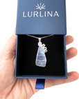 Boulder Opal Silver Sail Pendant with Aquamarines