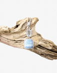 Boulder Opal Silver Square Pendant with Aquamarine