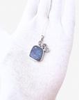 Boulder Opal Silver Square Pendant with Pastel Spinels