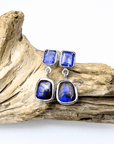 Boulder Opal and Royal Blue Sapphire Drop Silver Earrings