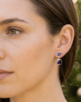 Boulder Opal and Royal Blue Sapphire Drop Silver Earrings