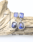 Boulder Opal and Royal Blue Sapphire Drop Silver Earrings