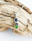 Boulder Opal with Blue Sapphire Silver Pendant
