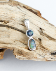 Boulder Opal with Blue Sapphire Silver Pendant